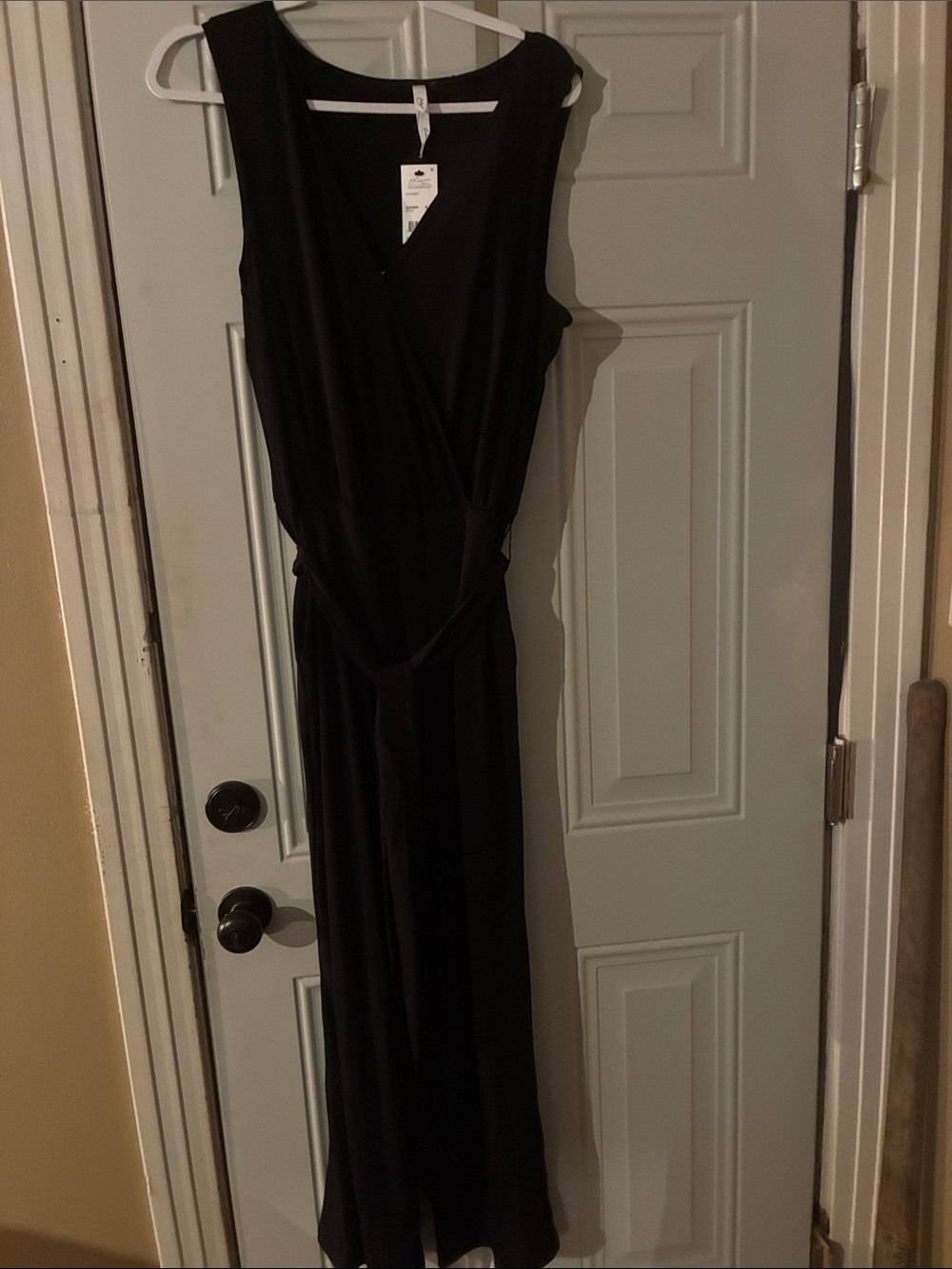 NY Collection Black Sleeveless Maxi Wrap Dress